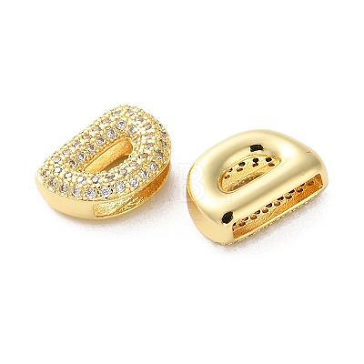 Rack Plating Brass Micro Pave Cubic Zirconia Slide Charms KK-C084-34G-D-1