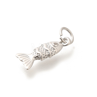 Rack Plating Brass Pave Natural Gemstone Fish Charms with Jump Rings KK-L225-013P-1