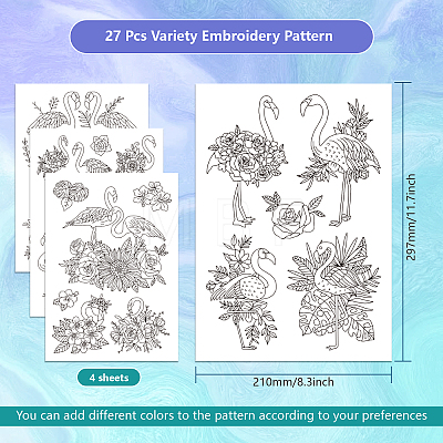 4 Sheets 11.6x8.2 Inch Stick and Stitch Embroidery Patterns DIY-WH0455-035-1