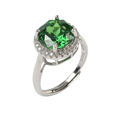 925 Sterling Silver Micro Pave Cubic Zirconia Finger Rings RJEW-B134-01B-05-1