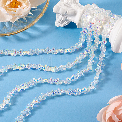 Electroplate Transparent Glass Beads Strands GLAA-TAC0028-009C-1