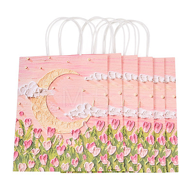 6Pcs Flower Printed Paper Gift Bags ABAG-TADJ0001-08A-1