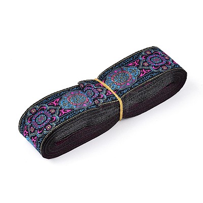 Ethnic Style Embroidery Polyester Ribbon SRIB-WH0007-02D-1