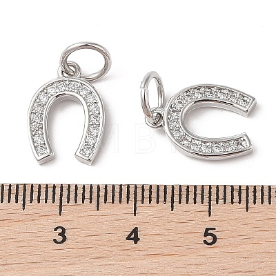 Rack Plating Brass Micro Pave Clear Cubic Zirconia Pendants ZIRC-P118-01P-1