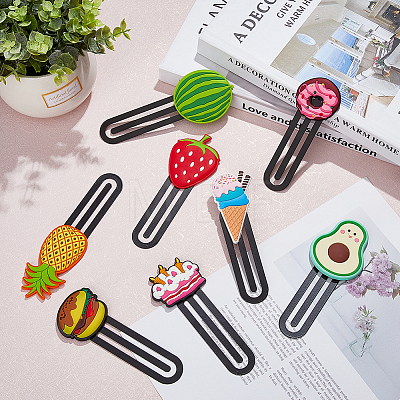8Pcs 8 Style Cartoon Food Shape PVC Bookmarks AJEW-FH0003-28-1