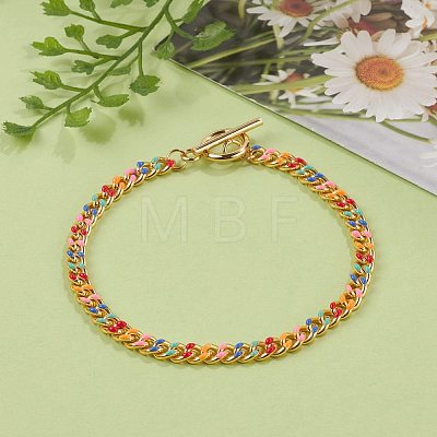 Brass Curb Chain Bracelets BJEW-JB05507-04-1
