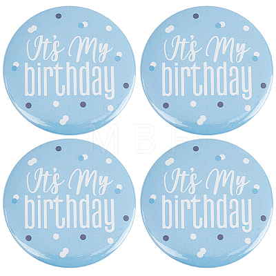 4Pcs It's My Birthday Tinplate Brooches JEWB-CN0001-12B-1
