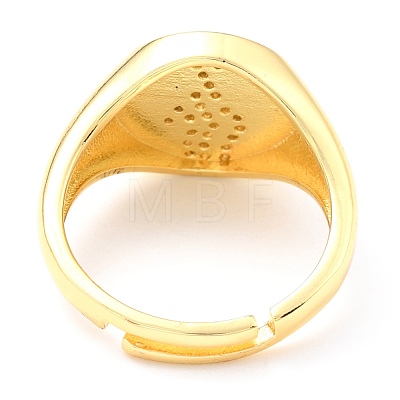 Adjustable Real 18K Gold Plated Brass Enamel Finger Ringss RJEW-L071-33G-1