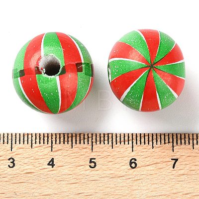 Printed Wood European Beads WOOD-Z002-03D-1