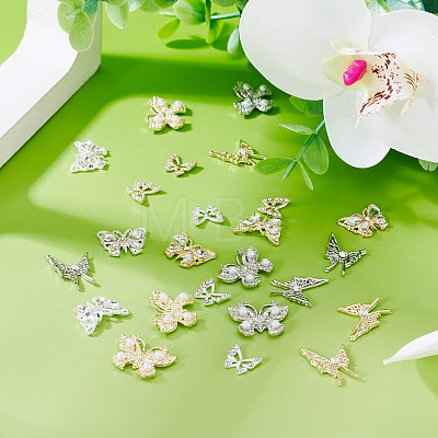 24Pcs 8 Styles Alloy Rhinestone Cabochons MRMJ-TA0001-49-1