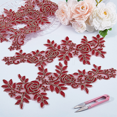 Flower Polyester Embroidery Lace Appliques DIY-WH20011-03E-1