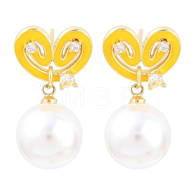 Valentine's Day Brass Clear Cubic Zirconia Dangle Stud Earrings EJEW-Z164-07G-04-1