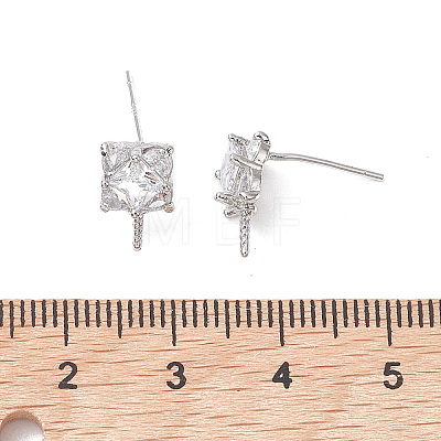 Brass Micro Pave Cubic Zirconia Studs Earrings Fiinding KK-K360-29P-1