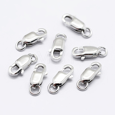 Rhodium Plated 925 Sterling Silver Lobster Claw Clasps STER-K167-075C-P-1