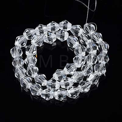 Transparent Faceted Glass Beads Strands GLAA-TAC0010-01A-01-1