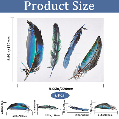 PVC Self Adhesive Feather Car Sticker DIY-WH0453-58A-1