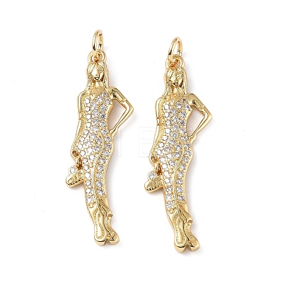 Brass Micro Pave Cubic Zirconia Pendants KK-E068-VF282-1