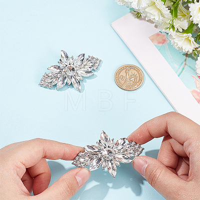 ANATTASOUL 1Pc Flower Alloy with Glass Detachable Shoe Buckel Clips AJEW-AN0007-18-1