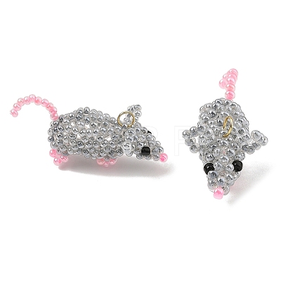Glass Seed Beads Pendants PALLOY-MZ01453-1