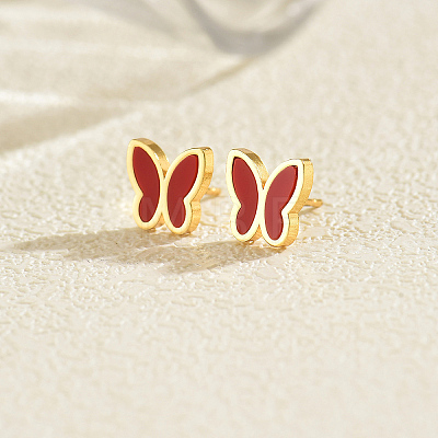 Butterfly 201 Stainless Steel Stud Earrings YM0413-4-1