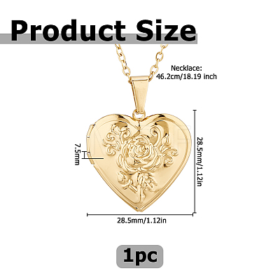304 Stainless Steel Heart Locket Pendant Necklaces for Photo NJEW-WH0020-97D-1
