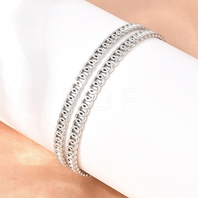 Hollow 304 Stainless Steel Open Cuff Bangles for Women BJEW-F547-02P-1