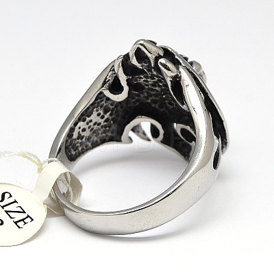 Personalized 304 Stainless Steel Skull Wide Band Rings for Men RJEW-F018-15-1