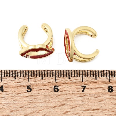 Lip Brass Micro Pave Clear Cubic Zirconia Cuff Earrings EJEW-C186-16G-1