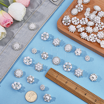 70Pcs 5 Styles Alloy Rhinestone Shank Buttons BUTT-FG0001-67-1