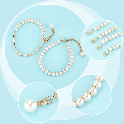   4Pcs 2 Styles Plastic Pearl Beaded Anklets Set AJEW-PH0011-64-1