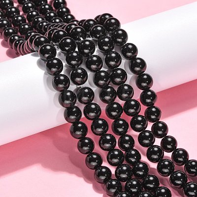 Synthetic Black Stone Beads Strands GSR10mmC044-1