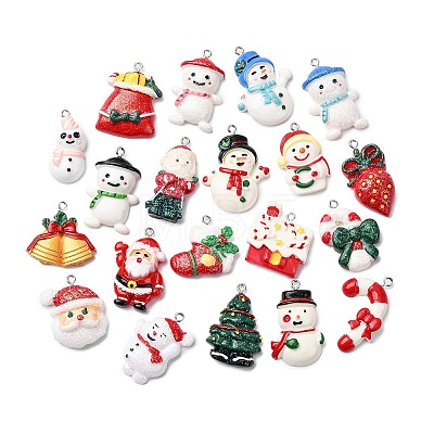 Christmas Opaque Resin Pendants RESI-K049-01B-1