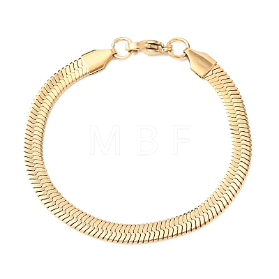 304 Stainless Steel Flat Snake Chain Bracelets BJEW-C134-01B-G-1