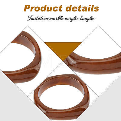 3Pcs 3 Style Imitation Marble Acrylic Bangles Set for Women BJEW-FI0001-11-1