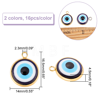 32Pcs 2 Colors Opaque Resin Evil Eye Pendants RESI-AR0001-21-1