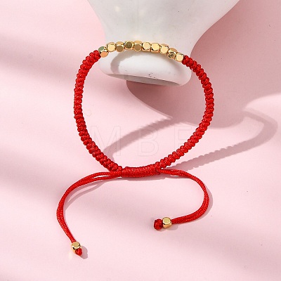 Polyester Cord Braided Bead Bracelets for Women Men BJEW-L698-02G-02-1