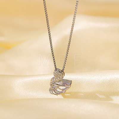 Brass Micro Pave Clear Cubic Zirconia Pendant Necklaces for Women FS-WG014CD-12-1