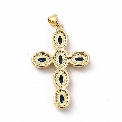 Rack Plating Brass Cubic Zirconia Pendants KK-G456-25G-05-1