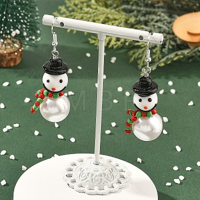 Christmas Handmade Lampwork Dangle Earrings EJEW-JE07516-01-1