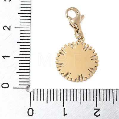 304 Stainless Steel Rhinestone Flat Round Pendant Decoration STAS-S165-41G-1