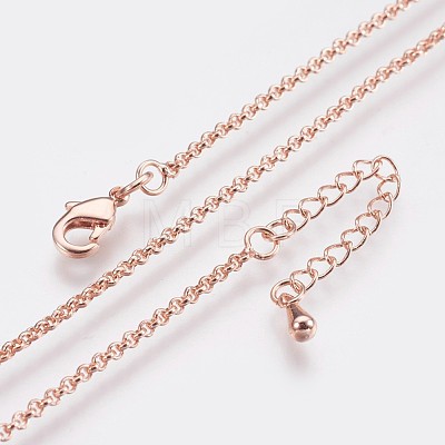 Long-Lasting Plated Brass Cable Chain Necklaces NJEW-K112-10RG-NF-1