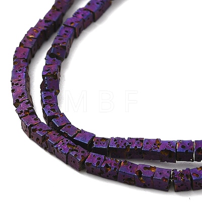 Electroplated Natural Lava Rock Beads Strands G-Q1009-B01-02C-1