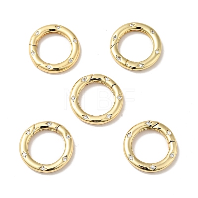 Brass Pave Clear Cubic Zirconia Spring Gate Rings X-KK-J301-15G-1