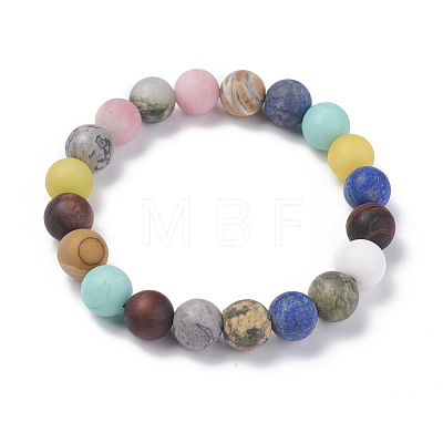 Natural Gemstone Beaded Stretch Bracelets BJEW-M007-02-1