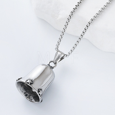 Vintage 304 Stainless Steel Archangel Saint Michael Bell Pendant Necklaces for Women DL5649-1