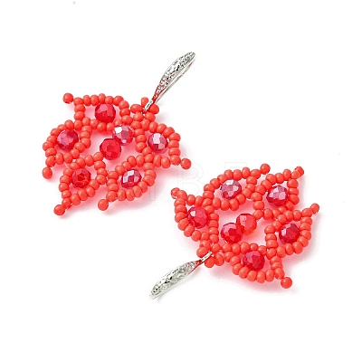 Handmade Glass Seed Beads Dangle Earrings EJEW-MZ00367-01-1