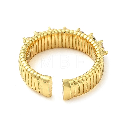 Brass Micro Pave Cubic Zirconia Cuff Rings RJEW-P102-14G-1