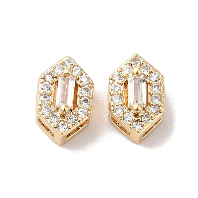 Brass Micro Pave Clear Cubic Zirconia Beads KK-G503-17G-1