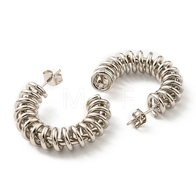 304 Stainless Steel Arch with Spiral Stud Earrings for Women EJEW-F319-08P-1