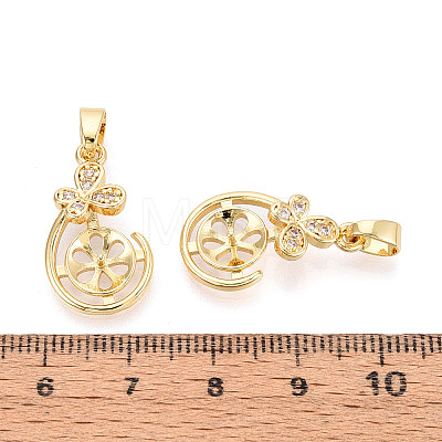 Brass Micro Pave Clear Cubic Zirconia European Dangle Charms Bails KK-N276-17G-1
